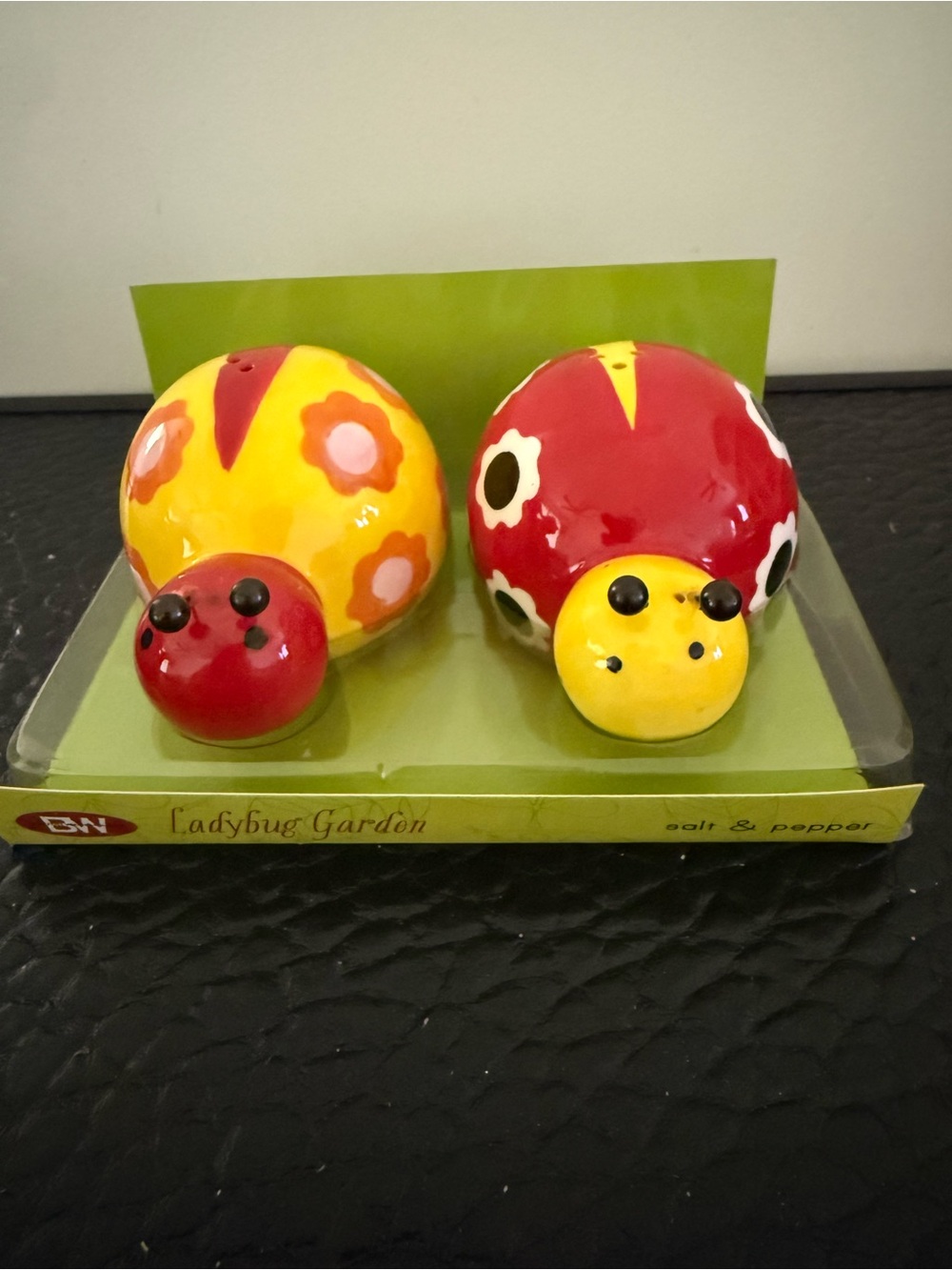 Ladybug Garden  Salt & Pepper Set - Yellow & Red BW.
